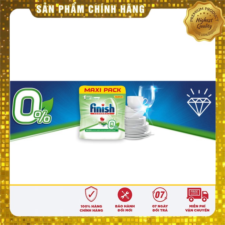 Viên rửa bát Finish Powerball 0% 70 viên [khuyến mại 3 Viên Finish All-in-1]