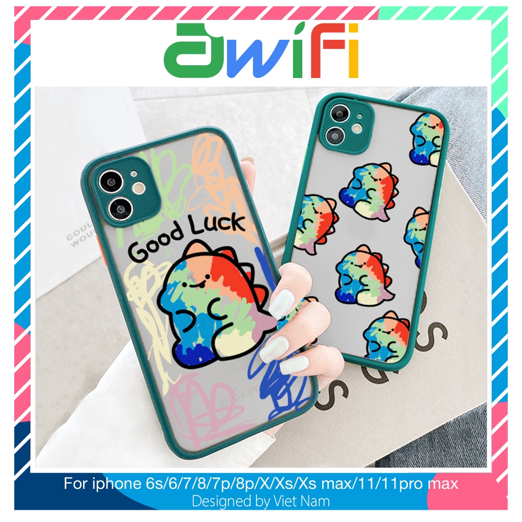 Ốp lưng iphone nhám dino sắc màu 5/5s/6/6plus/6s/6splus/7/7plus/8/8plus/x/xr/xs/11/12/pro/max/plus/promax - Awifi S1-5