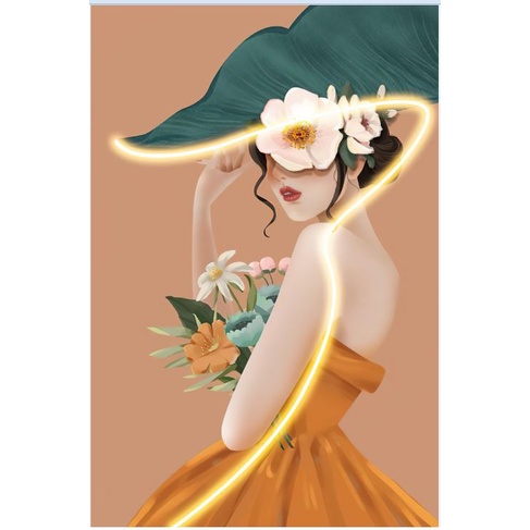 HD66 Tranh Tráng Gương Treo Tường cô gái nghệ thuật Decor Phòng Khách/ Hair Salon/ Nail/ Spa/ Quà tặng Shop Live Decor