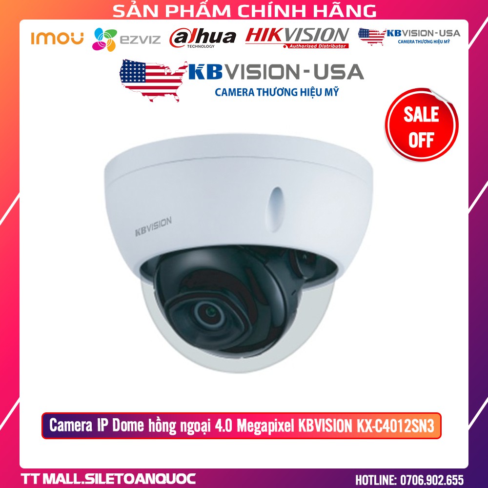 Camera IP Dome hồng ngoại 4.0 Megapixel KBVISION KX-C4012SN3