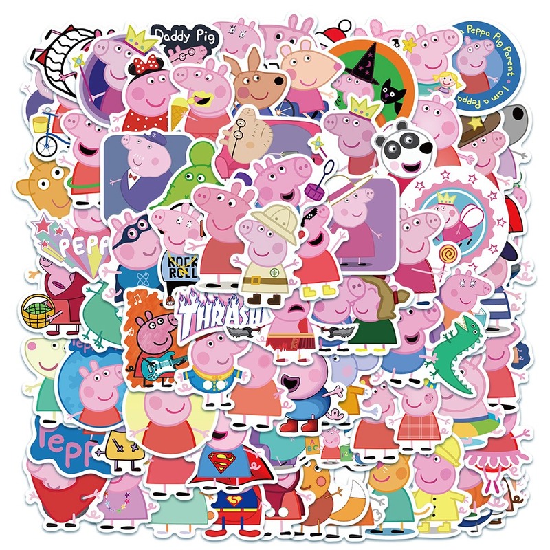 Set 100 Hình Dán Chống Thấm Nước Hình Heo Peppa Xinh Xắn