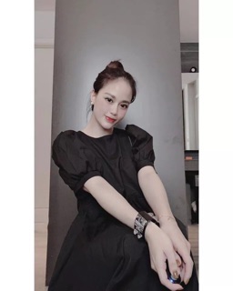 VÁY ĐEN TAY BỒNG DÁNG DÀI