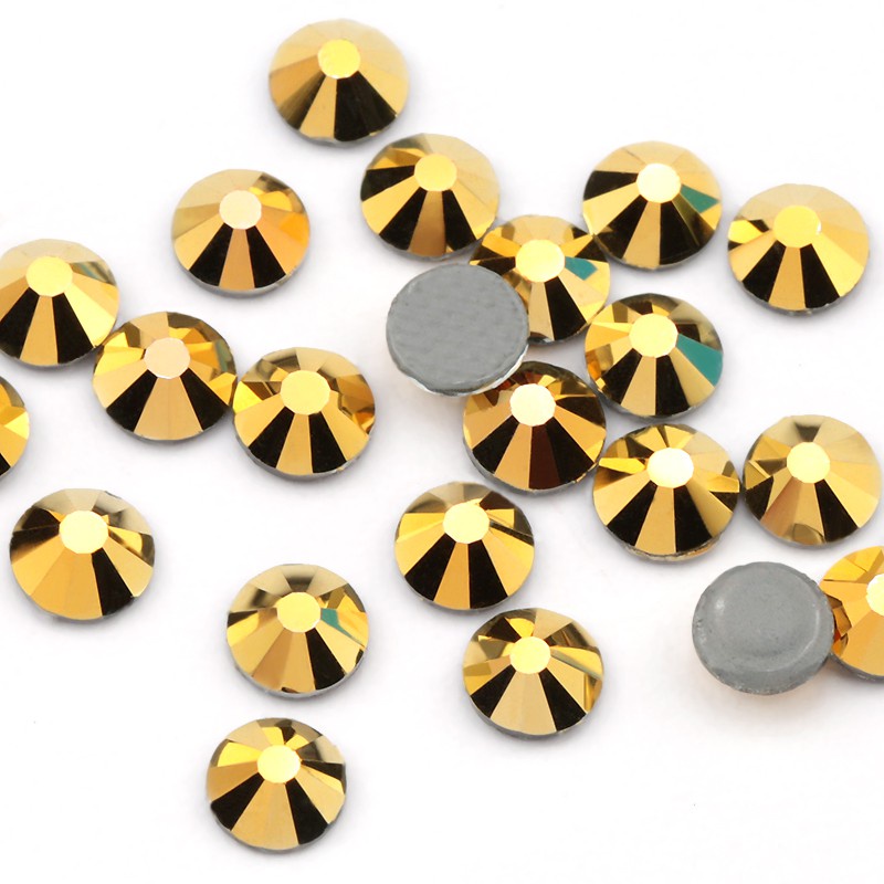 Hotfix Chuỗi Hạt Pha Lê Vàng Kim QIAO Phẳng Sửa Chữa Lưng Phẳng Mặt Kính Đá Rhinestone Nóng Bỏng Cho Quần Áo