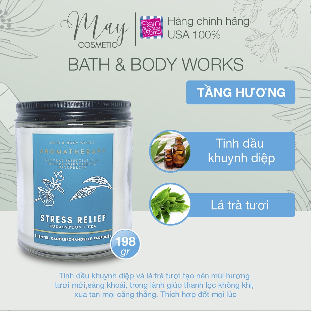 Nến Thơm 1 Bấc Bath & Body Works 198g - Tổng hợp những mùi HOT nhẹ nhàng thư giãn By May Shop