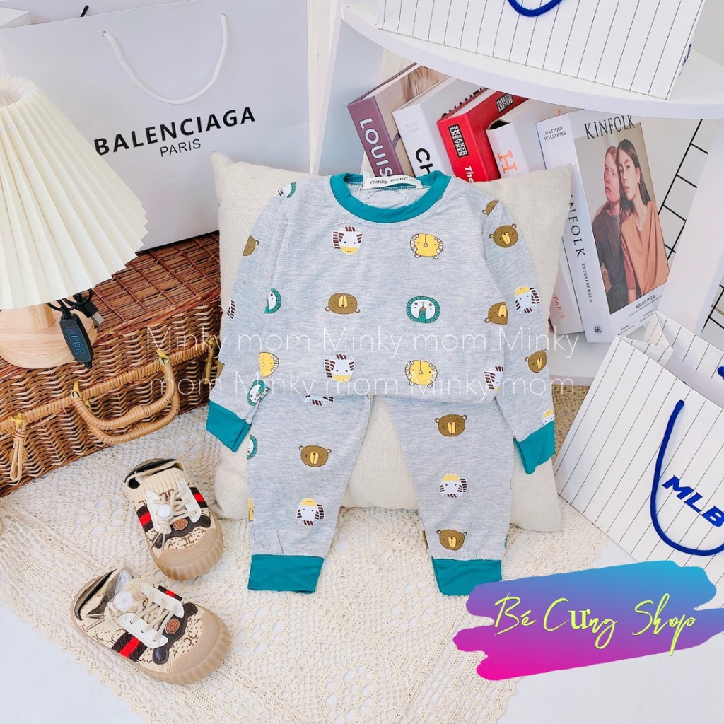 Bộ Dài Tay THUN LẠNH MINKY MOM họa tiết đáng yêu cho bé trai, bé gái từ 8-19kg