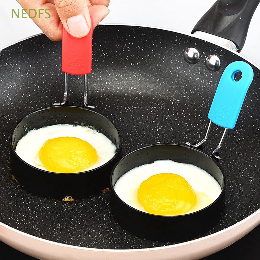 Khuôn Làm Bánh Pancake Hình Tròn Bằng Thép Không Gỉ Tay Cầm Silicone