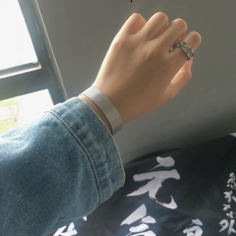 Nhẫn Thép Titan Kiểu Dáng Đơn Giản Phong Cách Hip Hop Retro