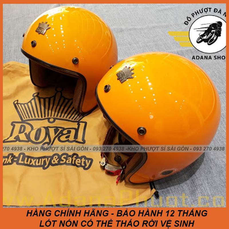 Mũ bảo hiểm 3/4 Royal m20c màu cam lót rời chính hãng - Mũ 3/4 M20c vàng cam đi du lịch siêu đẹp
