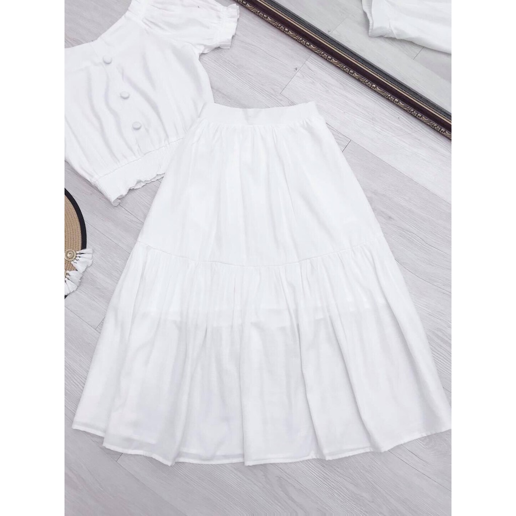 Set Váy Trắng Dáng Xòe Chất Liệu Trượt Thái Mềm Mịn Mát Lefe VT01 | BigBuy360 - bigbuy360.vn