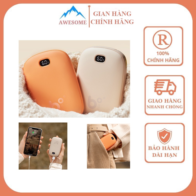 Máy sưởi mini kiêm sạc dự phòng NS02 Jisulife, Pin 5400MAH, Sử dụng không dây 4-8h