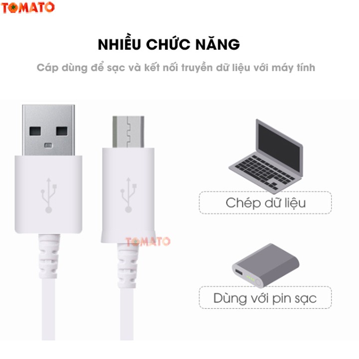 Cáp sạc Micro USB dài 1M5 hỗ trợ sạc nhanh cho SamSung, Sony, Xiaomi, HTC, Sony, LG - Cáp sạc Samsung - Phụ Kiện Tomato