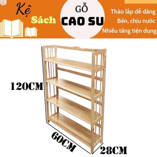 Kệ sách 4 tầng rộng 60cm bằng gỗ, kệ gỗ 4 tầng tiện lợi, kệ gỗ tháo lắp 4 tầng cao 120cm, kệ gỗ trang trí