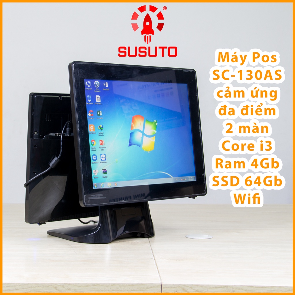 Máy POS bán hàng SC-130AS (i3, 4G DDR RAM, 64G SSD, 15 inch, Black, 2 màn)