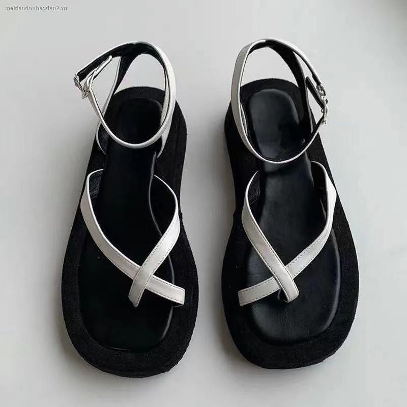 Giày sandal xỏ ngón đế bằng phong cách Hàn Quốc cổ điển thoải mái