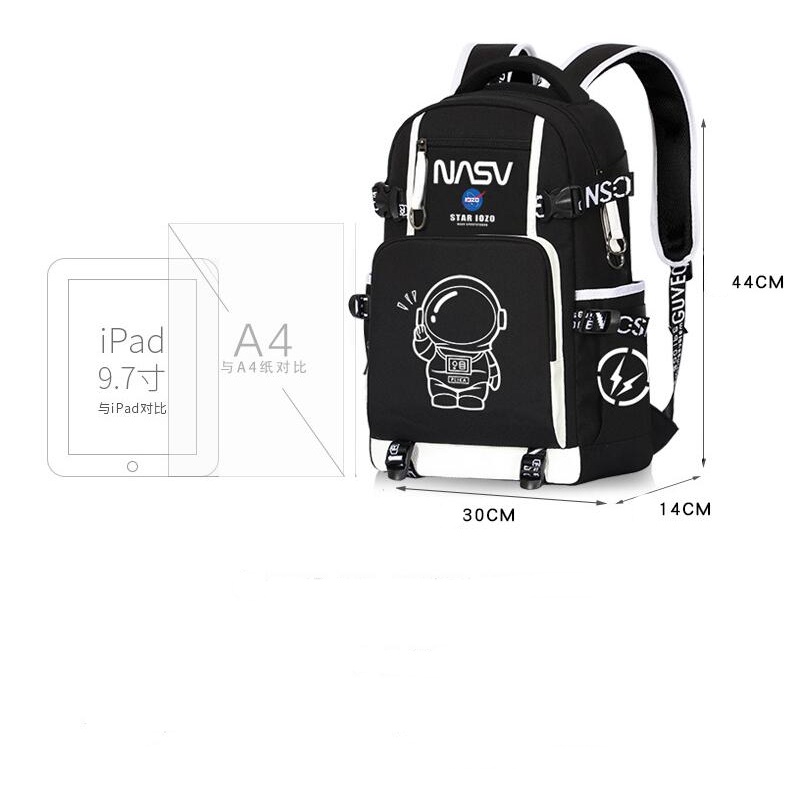Balo Siêu Nhẹ Chống Thấm Nước Họa Tiết Phi Hành Gia Hoạt Hình Dành Cho Bé Trai