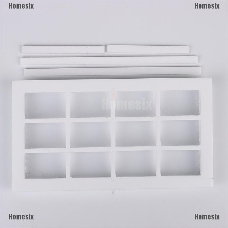 [HoMSI] 1:12 Dollhouse Wooden Miniature White 12 field Window Frame Model Accessories SUU