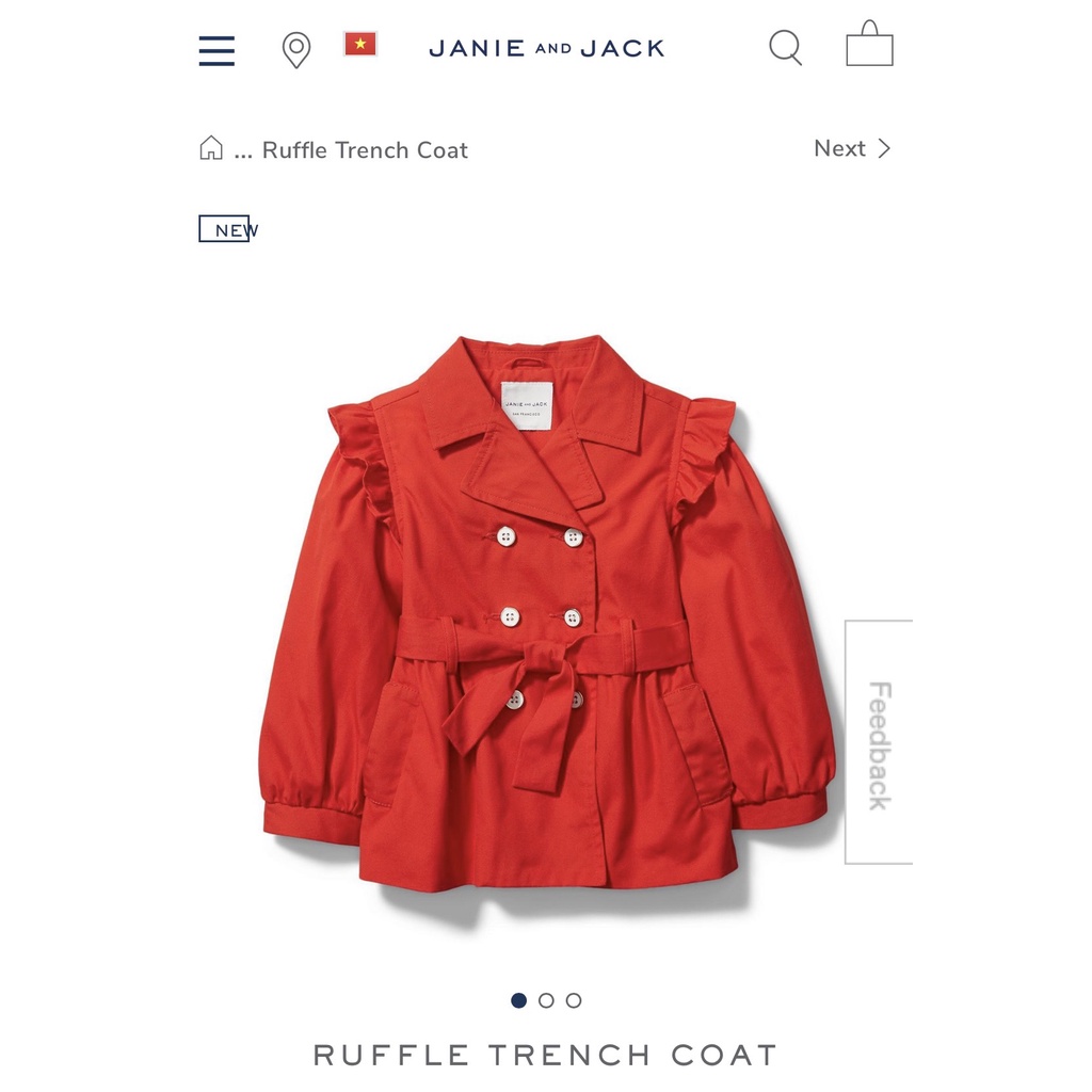 Áo Khoác Mangto Đỏ Tay Bèo Janie And Jack