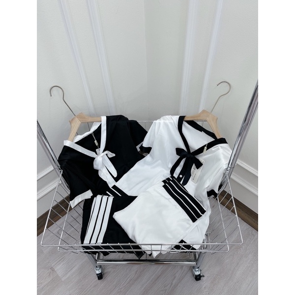 Set Bộ Lụa Hàn Nơ Cổ Tay Ngắn Quần Dài