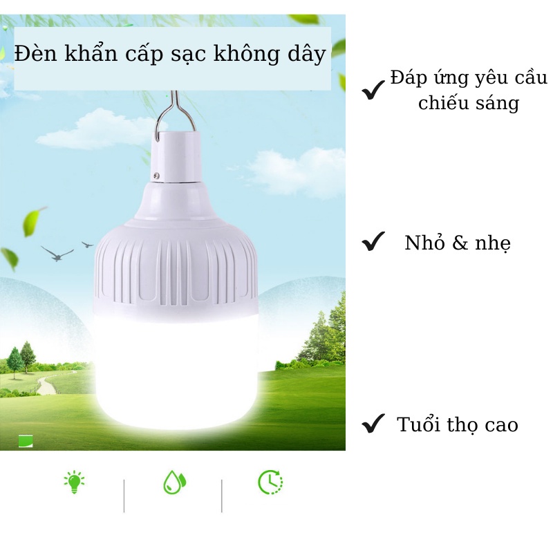 Bóng Tích Điện Bóng Đèn Sạc Tích Điện Đa Năng Kèm Móc Treo Đèn Led Akio