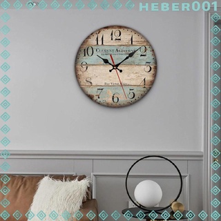 Home 12 Inch Silent Vintage Wooden Round Wall Clock Arabic Numerals Vintage Rustic Chic Style Wooden Round Home Decor Wall Clock