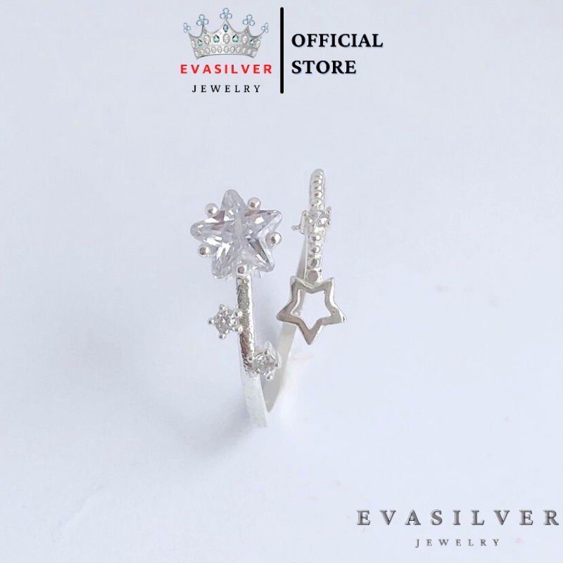 Nhẫn bạc nữ sao băng tuyết, Nhẫn hở Free size chất liệu bạc ta sang trọng - Trang sức bạc Evasilver