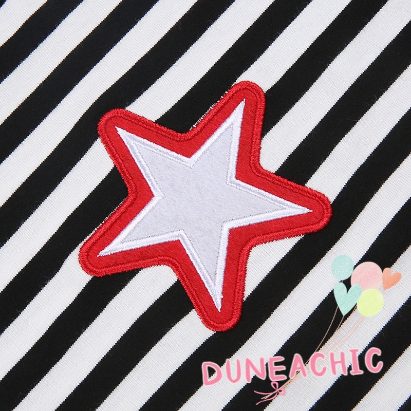 DUNEA Áo Croptop Tay Dài Kẻ Sọc In Hình Ngôi Sao Thời Trang Cho Nữ