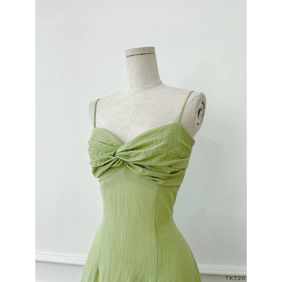 Đầm 2 dây xoắn ngực chất xốp nhún siêu xinh