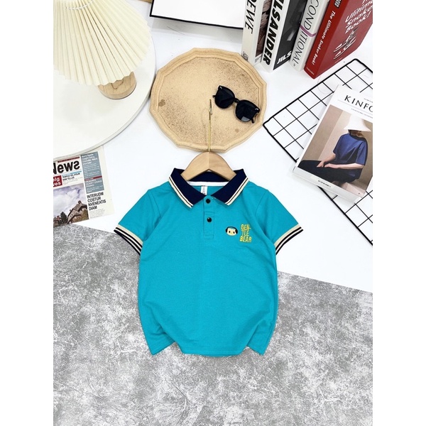 (jean baby)Áo polo cộc tay vải quảng châu mềm mát cho bé trai bé gái(10-18kg)