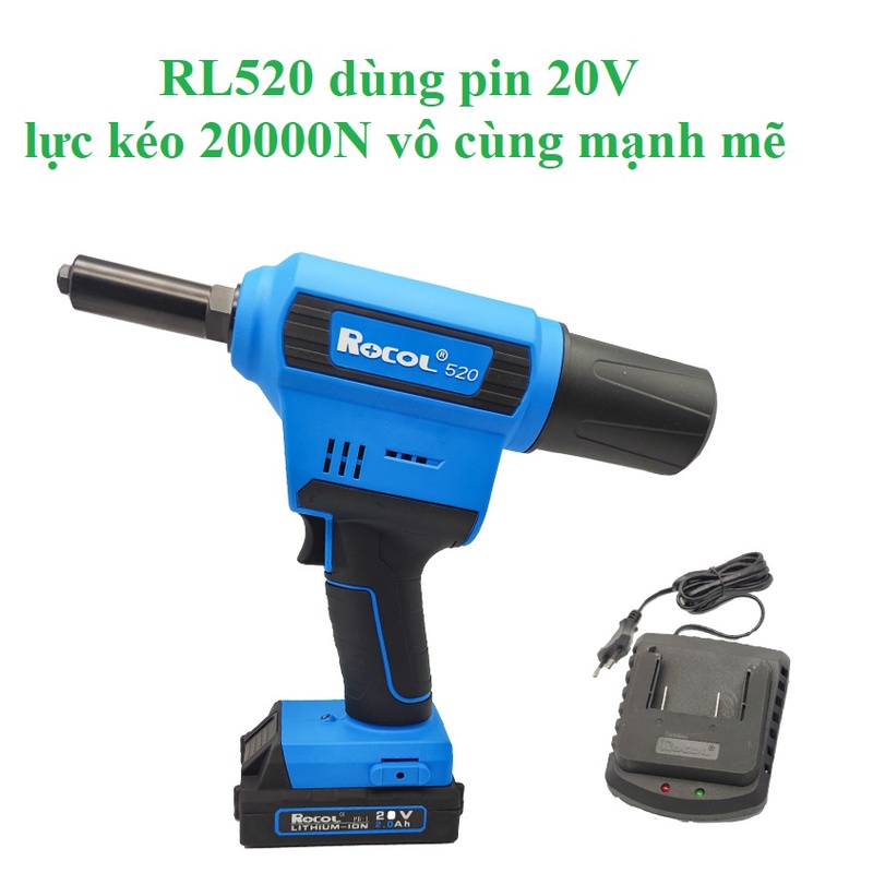 Súng bắn đinh rút 3.2-6.4 bằng pin 20V ROCOL RL520