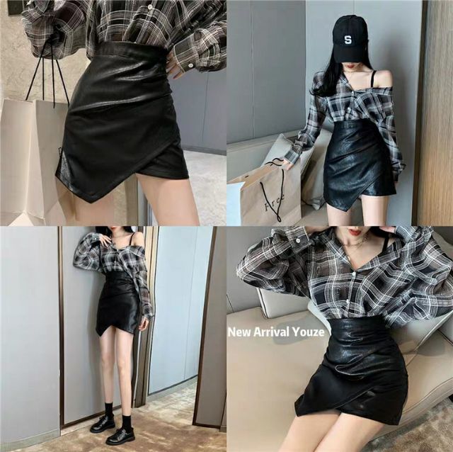 (SẴN) Chân váy da PU dáng chữ A lệch tà BETTER | BigBuy360 - bigbuy360.vn