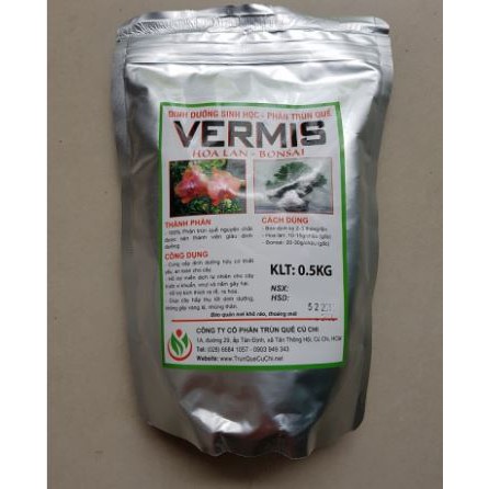 Phân trùn quế bón gốc Vermis cho hoa lan Cung cấp dinh dưỡng Acid amin, hỗ trợ ra chồi, ra rễ 500gr