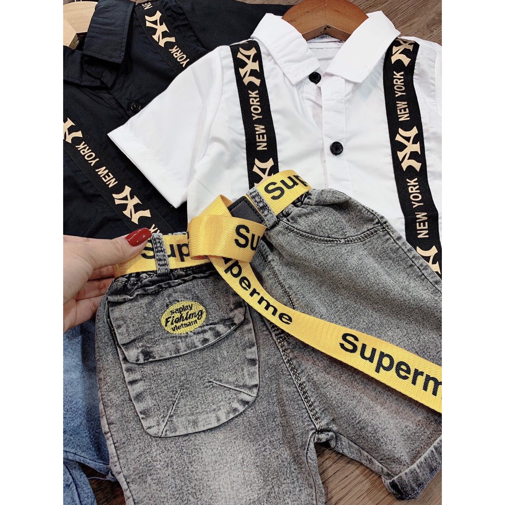 SET QUẦN JEANS ÁO SƠ MI SANG CHẢNH CHO BÉ TRAI - BSMNY