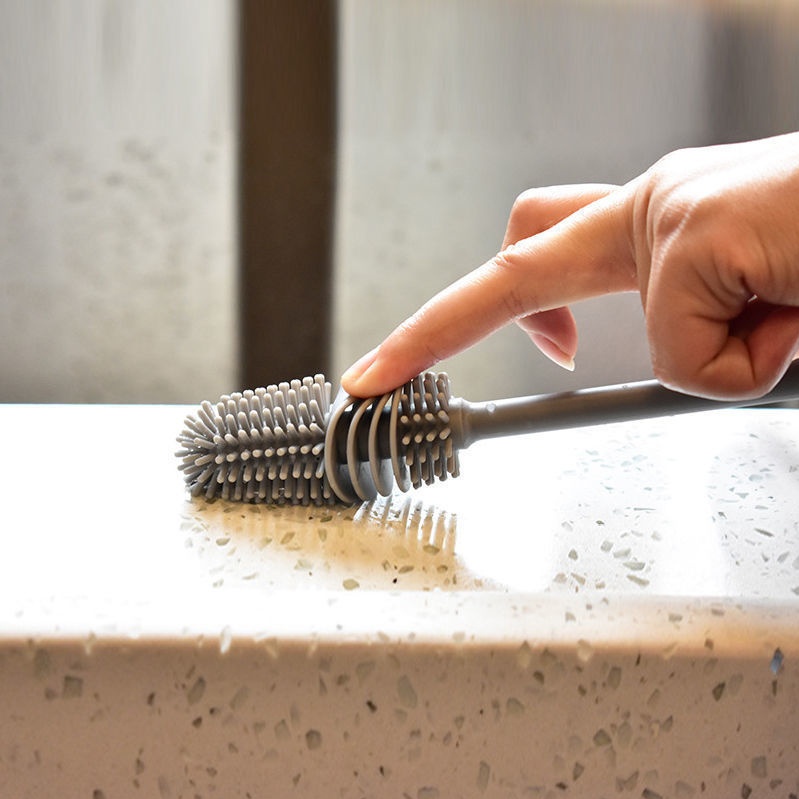 Long Handle Silicone Bottle Brush Cup Scrubber Kitchen Glass Cleaner