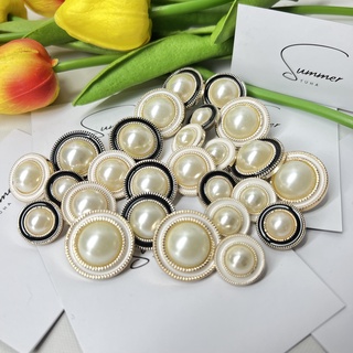 Cúc khuy áo hình tròn viền đen trắng khoác sơ mi váy mũ quần dạ tweed hình tròn viền đen trắng 1cm 1,2cm 1,8cm 2,1cm 2,5