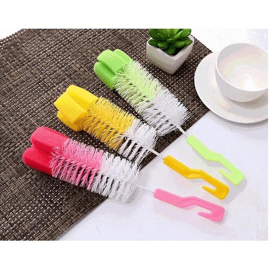 Cây cọ rửa bình sữa, rửa ly, bình nước có đầu mút tạo bọt và móc treo đa năng tiện lợi