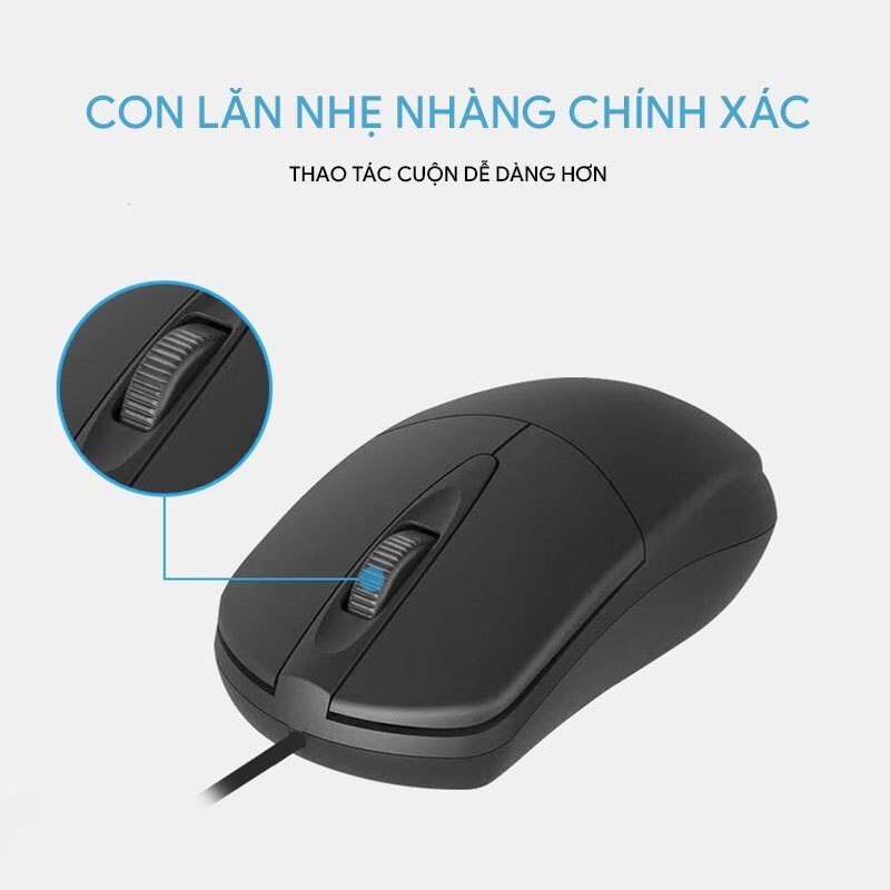 Chuột Dây Máy Tính AOC MS121 USB , Chuột Gaming cảm biến quang học hiệu suất cao 1200 DPI Siêu Bền , Bảo Hành 12 Tháng