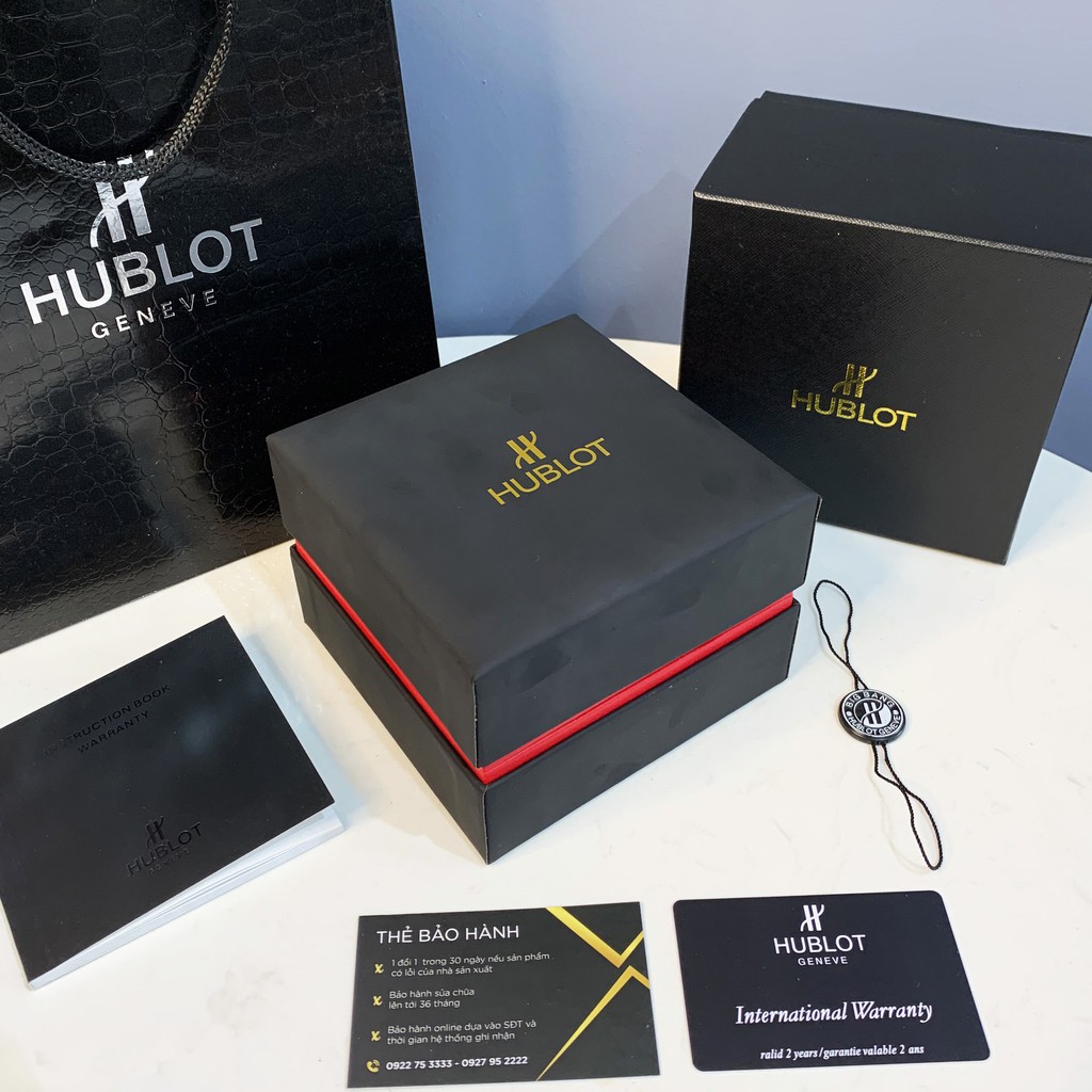 Hộp đồng hồ Hublot da đi kèm tag sổ thẻ, hộp đựng đồng hồ quà tặng cao cấp trangmoonshop - emnhung447