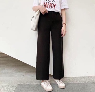 Quần tây đen nữ simple pant ống rộng siêu hack dáng - quần basic đen
