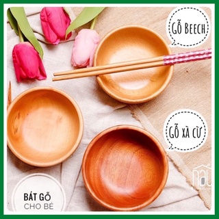 Bát gỗ chén gỗ phong cách Nhật Bản cho trẻ tập ăn