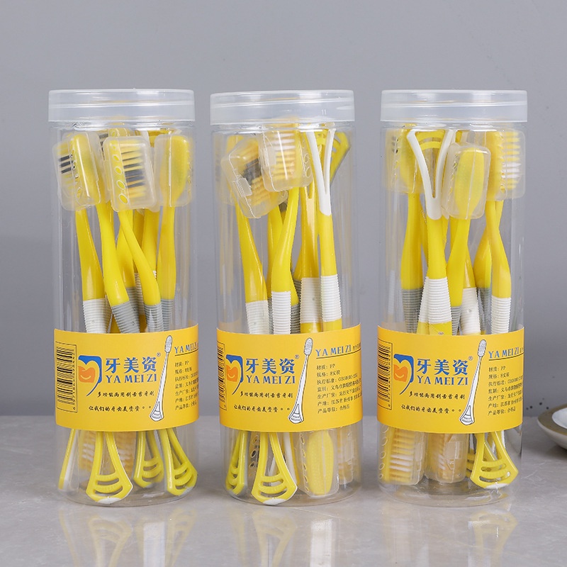 Hộp 8 bàn chải đánh răng vịt vàng GDUCK kèm đầu cạo lưỡi siêu sạch