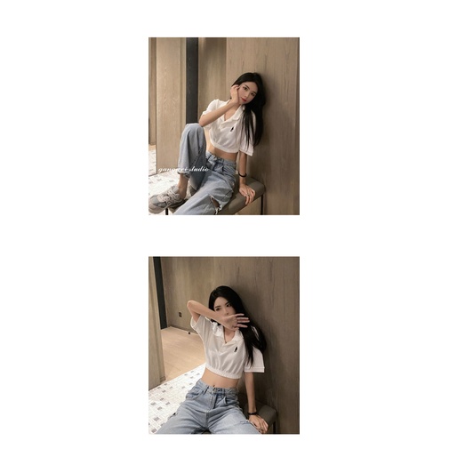 Áo Thun Croptop Cổ Polo Ngắn Tay Thêu Họa Tiết Thời Trang Mùa Hè Hàn Quốc Dành Cho Nữ 2021 | BigBuy360 - bigbuy360.vn