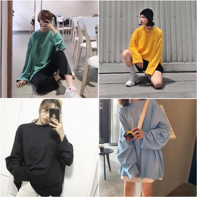 [Hình Thật] Áo Thun Trơn Tay Dài Basic Long Tea Unisex