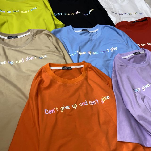 [ Hình thật % ] Áo Thun Phản Quang tay lỡ Unisex Don't give up
