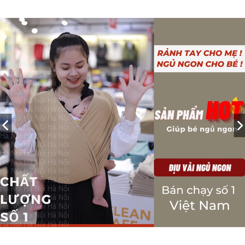 Địu vải sling em Bé 2Em - nhiều tư thế tiện dụng cho mẹ khi đi ra ngoài - phối màu Xanh Mint  - Hà Nội