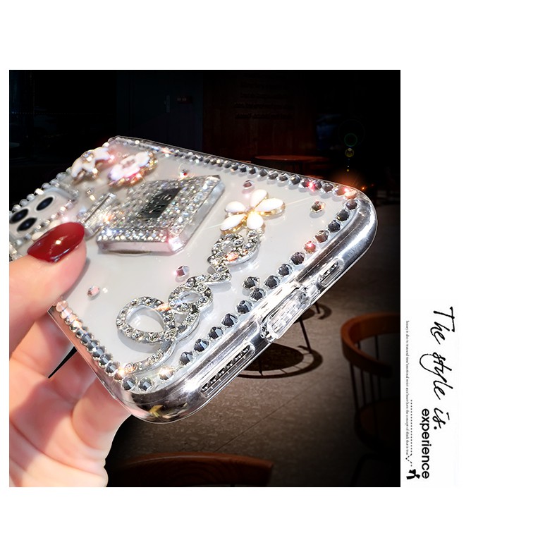 Ốp Điện Thoại Họa Tiết Hoa Đính Đá Lấp Lánh Cho iphone 12 pro max 15 14 13 12 11 pro max xs max xr x