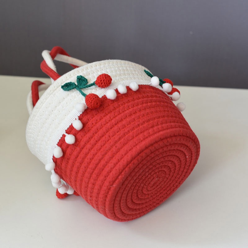 Túi Xách Đan Lát Hình Quả Cherry Dễ Thương Cho Nữ