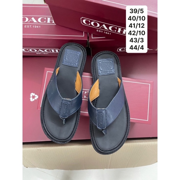 HÀNG XUẤT XỊN  FULl BOX _Dép kẹp nam COACH DA THẬT cực sang xịn êm vô đối