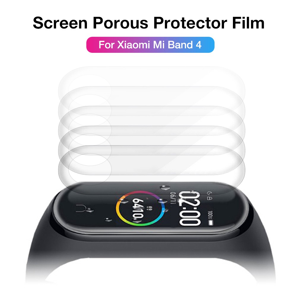 Bộ 5 miếng dán màn hình bằng TPU mềm trong suốt cho đồng hồ thông minh Xiaomi Mi Band 4