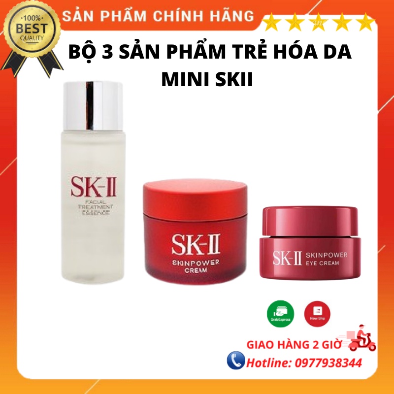 Bộ Trẻ Hóa Da Size Mini SK-II/ SK2 gồm 3 sản phẩm (Nước thần 30ml, Kem dưỡng 15g, Kem mắt 2.5g), chính hãng nội địa Nhật