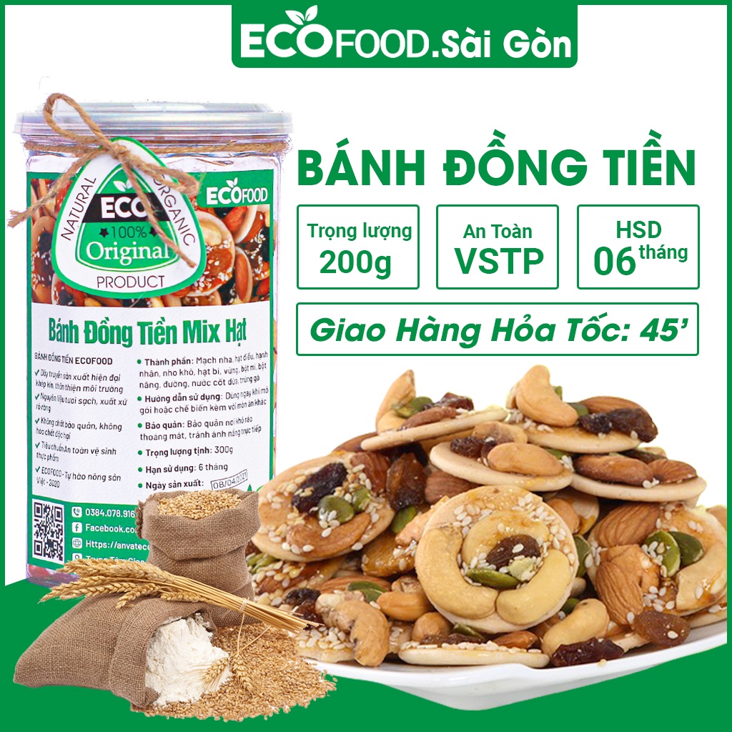 Bánh Đồng Tiền Mix Hạt 300G Ecofood - Đồ Ăn Vặt Việt Nam, An Toàn Vệ Sinh Thực Phẩm